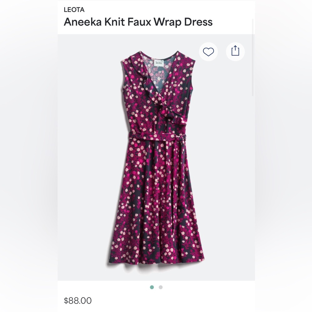 Leota Aneeka Dancing k Purple Faux Wrap Midi Dress